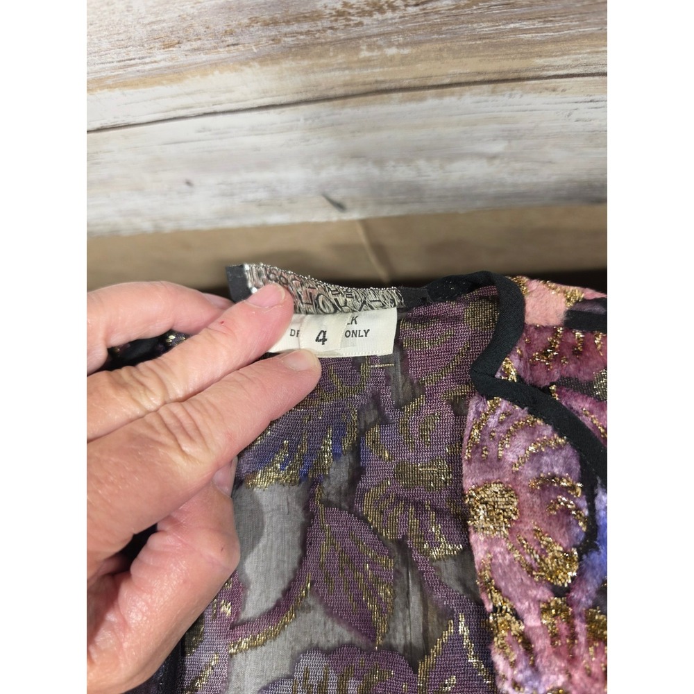 Judy Hornby Couture 3pc Silk Set Floral Devore Jacket Camisole Maxi Skirt Size 4 - Picture 5 of 16